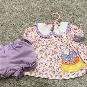 Floral Kids Matching Set with Purple Accents